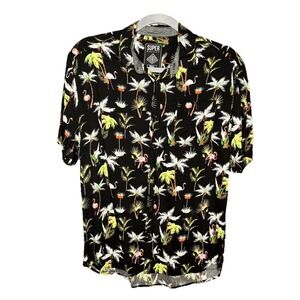 Super‎ Massive Shirt Men's Small Button Down Short Sleeve Flamingo Palm Print